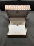 NEW! Giani Bernini Designer Sterling Silver 18in Long Necklace w/ Round Faceted 7mm Rose CZ Center &
