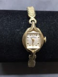 Caravelle Designer Square 11mm Face Vintage Gold-Tone Watch w/ Bracelet Serial Number 3305103