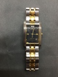 Fossil Designer Arkitekt Series Rectangular 25x18 Diamond Accented Face Two-Tone Stainless Steel