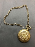 Commemorative Limited Edition E Pluribus Unum 48mm Diameter Gold-Tone Alloy Pocket Watch w/ Chain