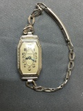 Gruen Designer Rectangular 22x13mm Face Vintage Engraved 14kt Gold-Filled Watch w/ Bracelet Serial