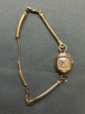 Bulova Designer Square 10mm Face 10kt Rose Gold-Filled Vintage Watch w/ Bracelet Serial Number