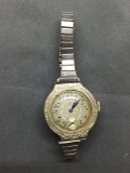 Elgin Designer Round 20mm Vintage Engraved 14kt White Gold Filled Watch w/ Bracelet Serial Number