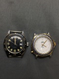 Lot of Two Timex Designer Round 35mm Countdown Bezel Stainless Steel Watches w/o Bracelets