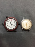 Lot of Two Round 26mm Face Stainless Steel Watches w/o Bracelets, One Rutex Designer & Swiss Army