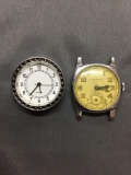 Lot of Two Round 25mm Face Stainless Steel Watches w/o Bracelets, One Croton Designer & One Unknown