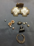 Lot of Various Style, Size & Shape Mismatched Pairs of Costume Jewelry Earrings