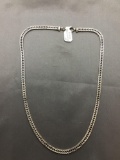 Brush Finished Wheat Link Design 5mm Wide 22in Long Sterling Silver Necklace