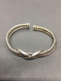 Handmade Double Rope Detailed Infinity Symbol 10mm Wide 3in Diameter Sterling Silver Cuff Bracelet