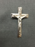 Carving Detailed Brush Finished 37mm Long 22mm Wide Sterling Silver Crucifixion Pendant