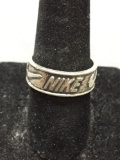 Mexican Made Nike Logo Design 7.5mm Wide Sterling Silver Band