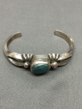 Handmade Old Pawn Mexico 13mm Wide 2.25in Diameter Detailed Sterling Silver Cuff Bracelet w/ Oval