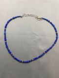 Lapis Gem & Sterling Silver Hand-Beaded 18in Long 5.0mm Necklace w/ Sterling Silver Clasp