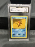 GMA Graded 1999 Pokemon Base Set 1st Edition Shadowless #65 STARYU Trading Card - EX+ 5.5