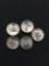 5 Count Lot of 1+ Gram .925 Sterling Silver United States President Mini Bullion Coins