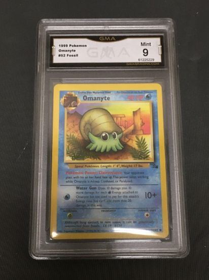 GMA Graded 1999 Pokemon Fossil #52 OMANYTE Trading Card - MINT 9