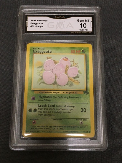 GMA Graded 1999 Pokemon Jungle #52 EXEGGCUTE Trading Card - GEM MINT 10