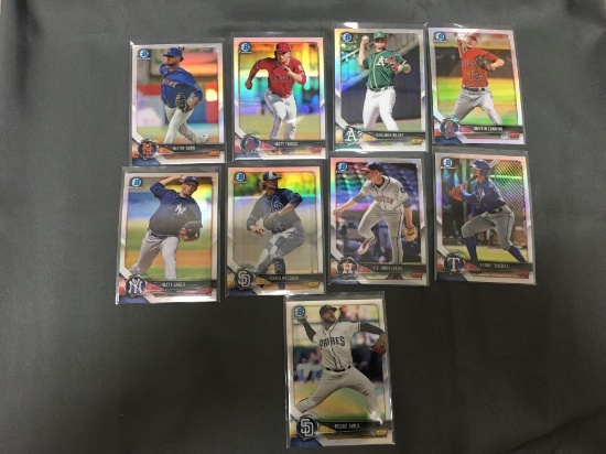 9 Card Lot of Bowman Chrome Baseball Prospect REFRACTOR ROOKIE Cards from Massive Collection