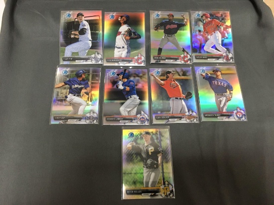 9 Card Lot of Bowman Chrome Baseball Prospect REFRACTOR ROOKIE Cards from Massive Collection