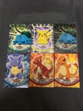 6 Card Lot of Vintage Pokemon Topps Cards with Starters - Pikachu, Charmander & More!