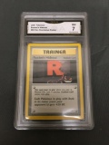 GMA Graded 2001 Pokemon Neo Revelation #63 ROCKET'S HIDEOUT Trading Card - NM 7