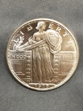 1 Troy Ounce .999 Fine Silver Standing Liberty Silver Bullion Round Coin - Part Naked
