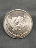 1 Troy Ounce .999 Fine Silver Eagle & American Flag Silver Trade Unit Silver Bullion Round Coin