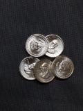 5 Count Lot of 1+ Gram .925 Sterling Silver United States President Mini Bullion Coins