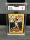 GMA Graded 1987 Topps #320 BARRY BONDS Giants Pirates ROOKIE Baseball Card - NM 7