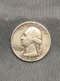 1956-D United States Washington Silver Quarter - 90% Silver Coin from Estate