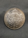 1976 Sweden 50 Kronor Foreign Silver Coin - .8039 Ounce Actual Silver Weight