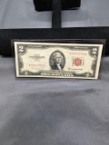1953-B United States Jefferson $2 Red Seal Vintage Bill Currency Note