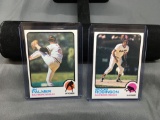 2 Card Lot of 1973 Topps Vintage Orioles Hall of Famer Baseball Cards - Brooks Robinson & Jim Palmer