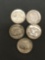 5 Count Lot of United States Roosevelt Silver Dimes - 90% Silver Coins from Estate