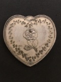 1 Troy Ounce .999 Fine Silver Heart Shaped Rose Silver Bullion Round Coin from Estate