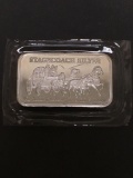 1 Troy Ounce .999 Fine Silver Breakable STAGECOACH Silver Bullion Bar - Breakable into Quarters