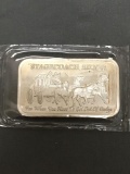 1 Troy Ounce .999 Fine Silver Breakable STAGECOACH Silver Bullion Bar - Breakable into Quarters