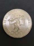 1968 Mexico 25 Pesos Olympic Silver Foreign World Coin - .5208 ASW