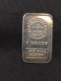 5 Gram .999 Fine Silver Monarch Precious Metals Silver Bullion Bar