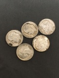 5 Count Lot of United States Roosevelt Silver Dimes - 90% Silver Coins from Estate