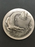 35.6 Grams .925 Sterling Silver Longines Art Silver Round Coin - FLORIDA ALLIGATOR
