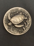 34.6 Grams .925 Sterling Silver Longines Art Silver Round Coin - GREEN TURTLE