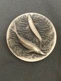 36.4 Grams .925 Sterling Silver Longines Art Silver Round Coin - LAKE STURGEON