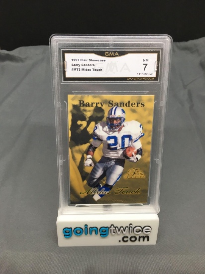 GMA Graded 1997 Flair Showcase Midas Touch BARRY SANDERS Lions Insert Football Card - NM 7