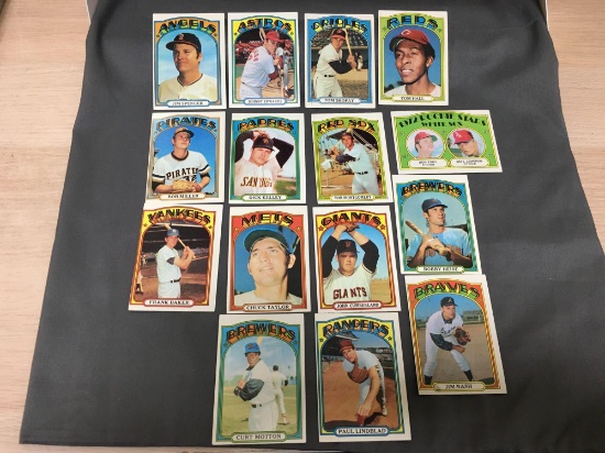 15 Card Lot of 1972 Topps Vintage Baseball Cards from Estate Collection