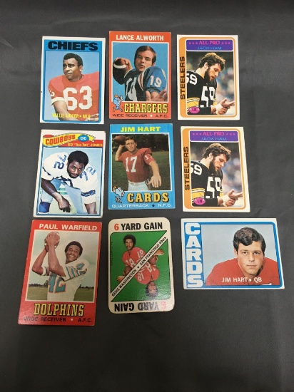 9 Card Lot of 1970's Vintage Football Cards with Stars and Hall of Famers from Estate