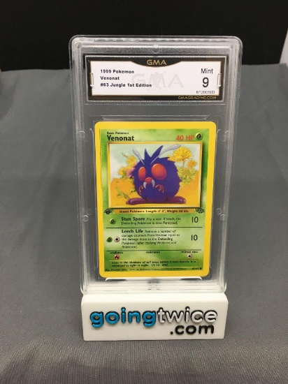 GMA Graded 1999 Pokemon Jungle 1st Edition #63 VENONAT Trading Card - MINT 9