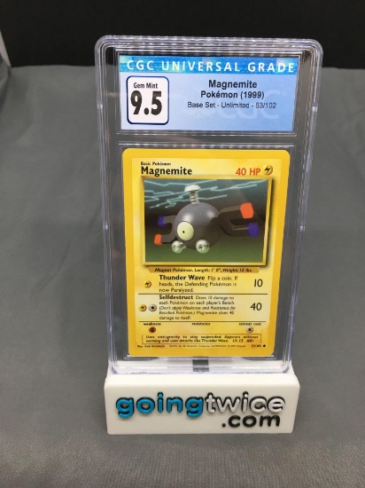 CGC Graded 1999 Pokemon Base Set Unlimited #53 MAGNEMITE Trading Card - GEM MINT 9.5