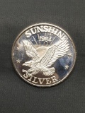 1 Troy Ounce .999 Fine Silver SUNSHINE SILVER 1984 Silver Bullion Round Coin