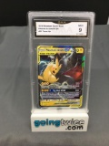 GMA Graded 2019 Pokemon Team Up #33 PIKACHU & ZEKROM GX Holofoil Rare Trading Card - MINT 9